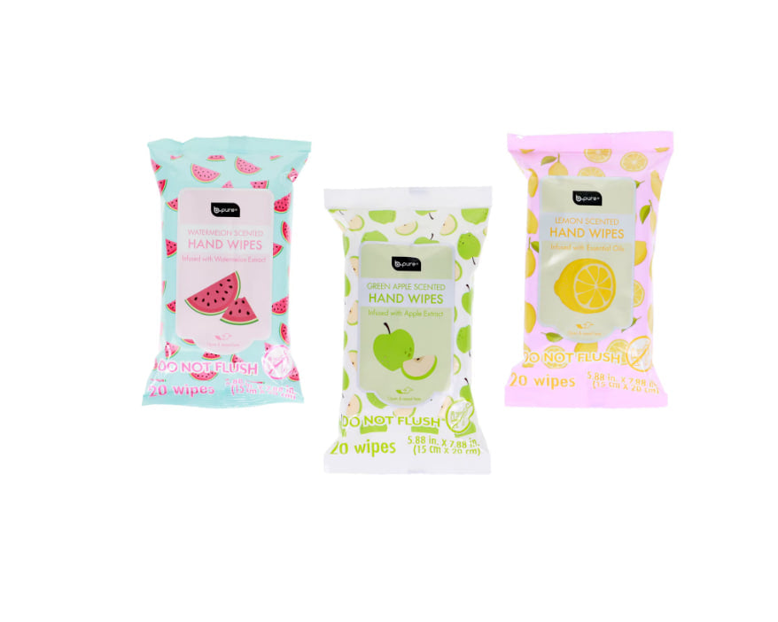 B Pure Scented Hand Wipes, Assorted Scents, 20-pc Pack.